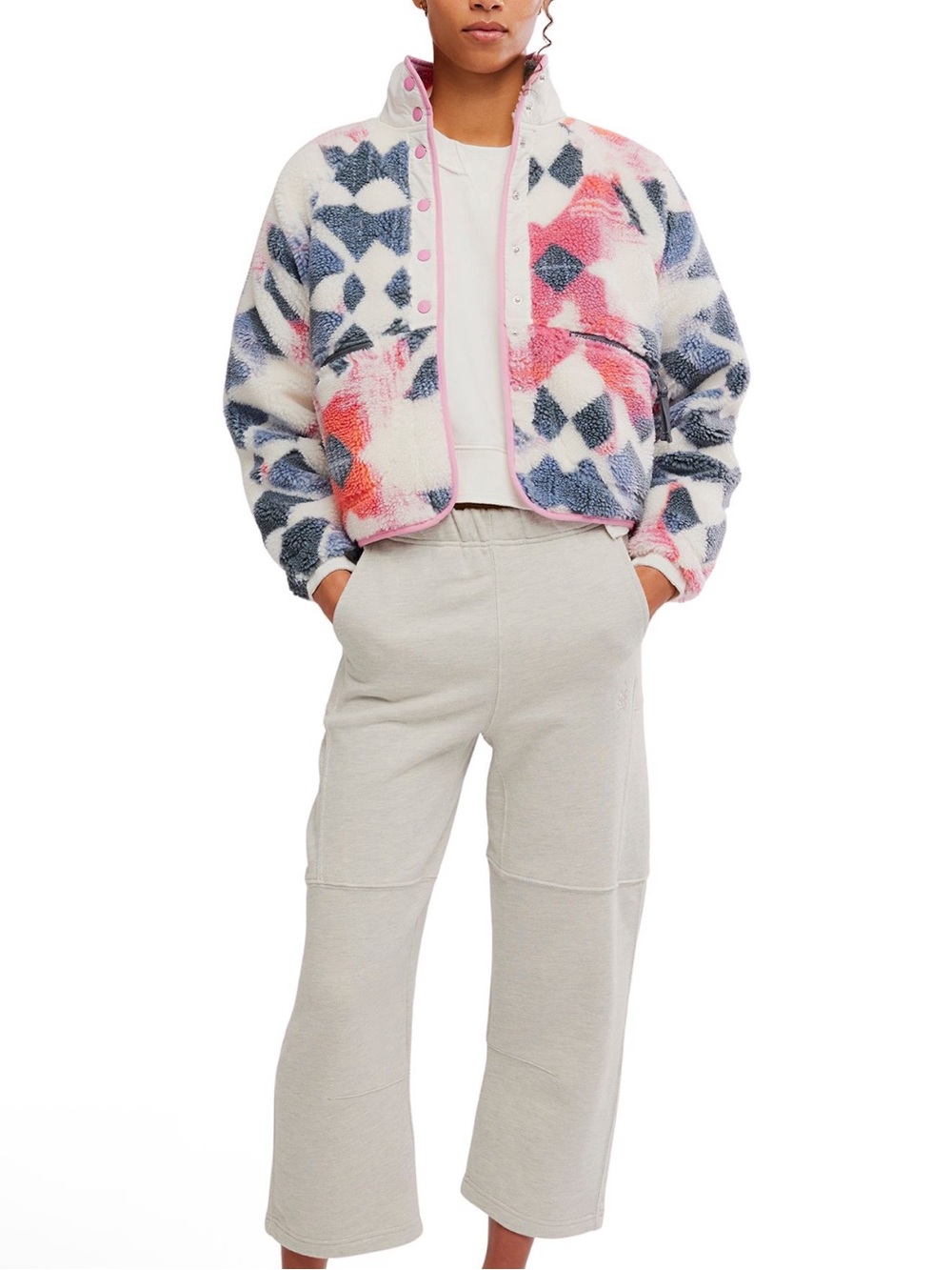 NWT Free People Movement Hit The Slopes Printed Fleece Jacket XS Mystic Meadow - Picture 6 of 9
